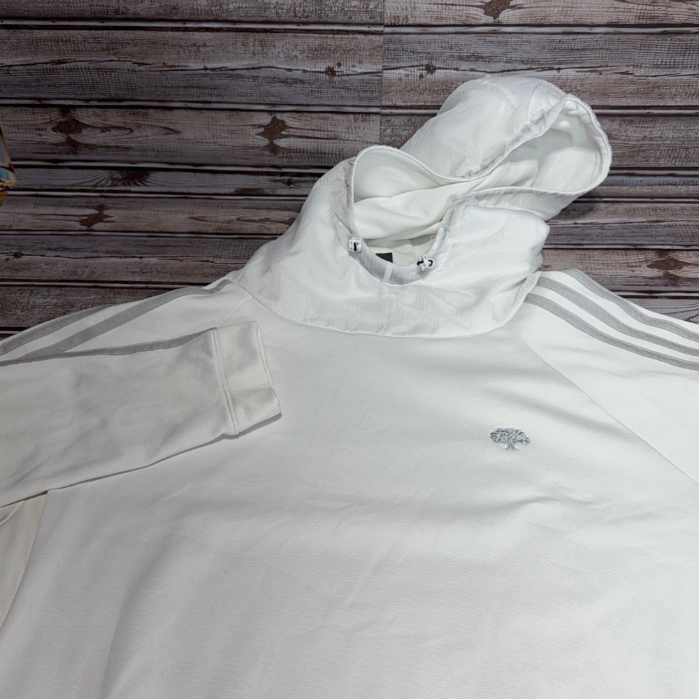 Adidas COLD.RDY Mens Hoodie White Grey Stripes Tree Logo Pullover Large See Pics